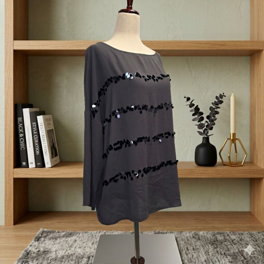 LOFT Teardrop Sequin Flowing Blouse Size Medium